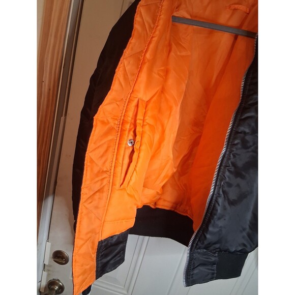 KNOX ARMORY Vintage Ma-1 Bomber Jacket Reversible Black Orange Size Large - Picture 5 of 7